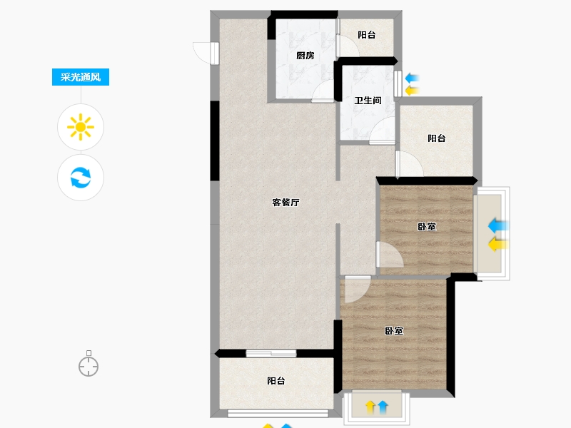 广东省-惠州市-龙惠华御园-74.12-户型库-采光通风