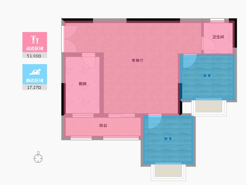 重庆-重庆市-新鸥鹏开元府-60.66-户型库-动静分区