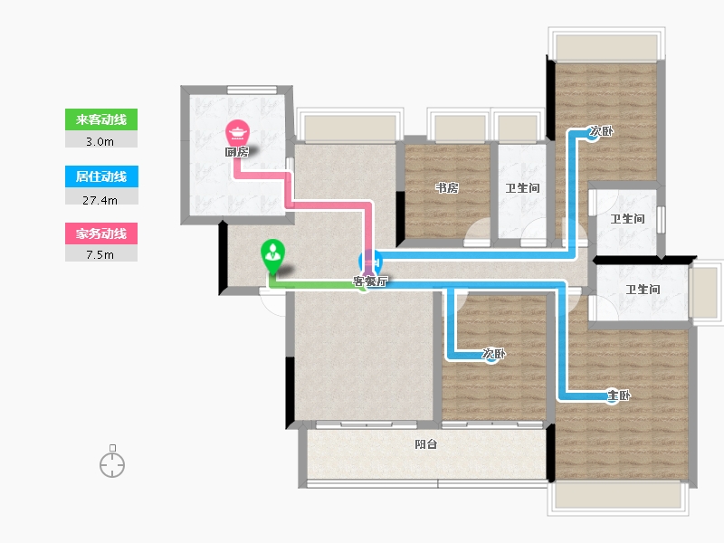 四川省-成都市-河畔府邸-128.03-户型库-动静线