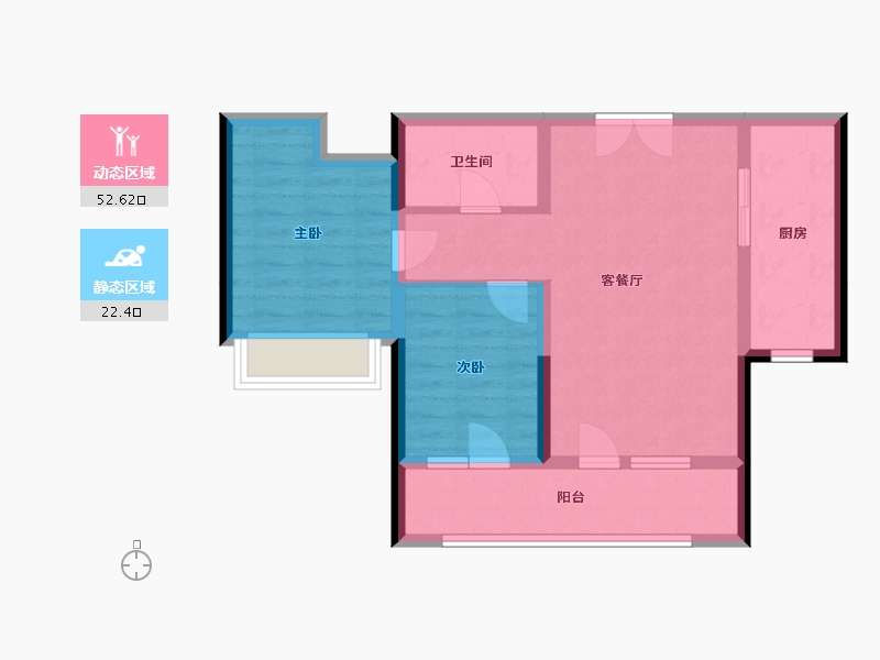 青海省-西宁市-中房·东方云舒-69.31-户型库-动静分区