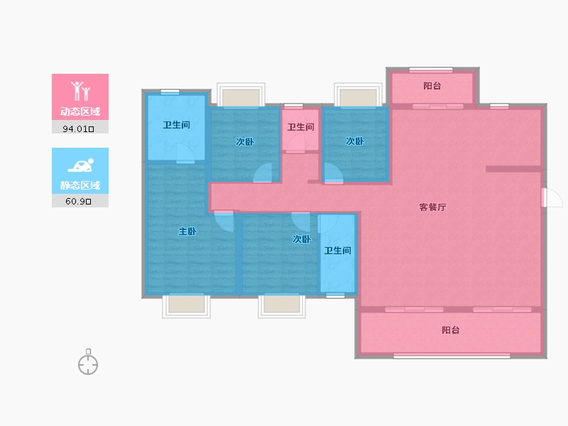 广东省-惠州市-珑悦锦云花园-140.44-户型库-动静分区