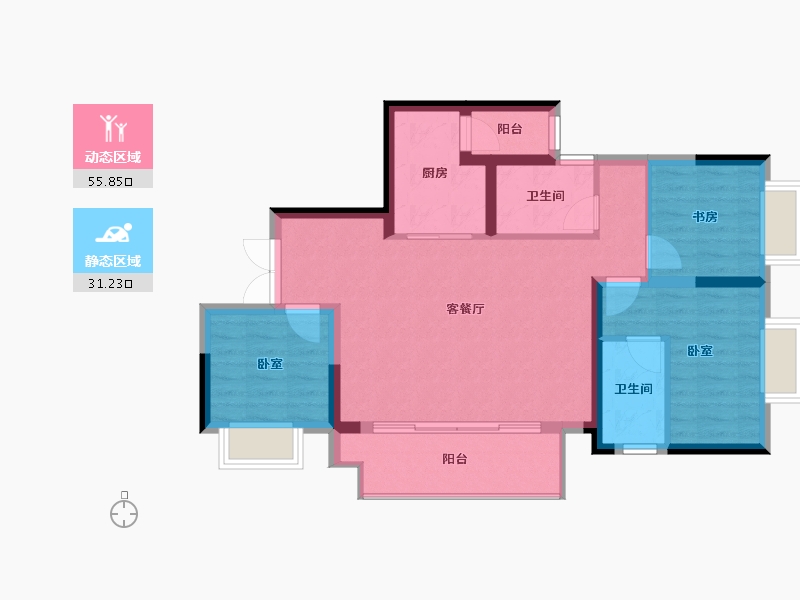 重庆-重庆市-中国铁建青秀湾-77.84-户型库-动静分区