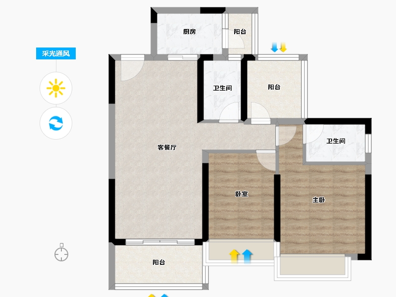 广东省-惠州市-方直彩虹里-78.10-户型库-采光通风