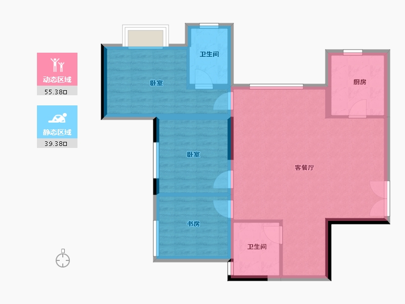 重庆-重庆市-新鸥鹏开元府-85.56-户型库-动静分区