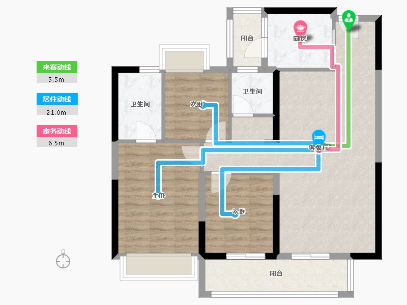 云南省-昆明市-富康城紫悦府-86.55-户型库-动静线