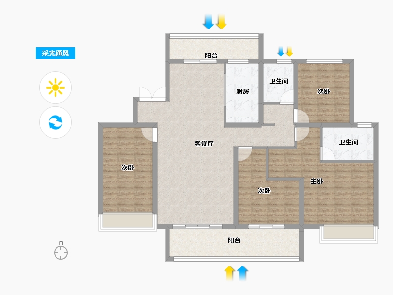 四川省-成都市-高投新悦府-135.13-户型库-采光通风