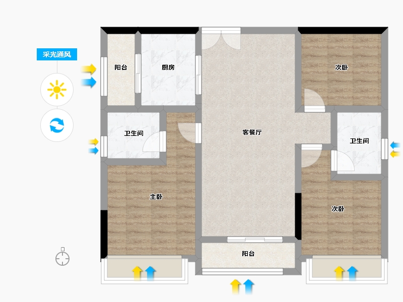 四川省-成都市-锦利锦悦府-83.72-户型库-采光通风