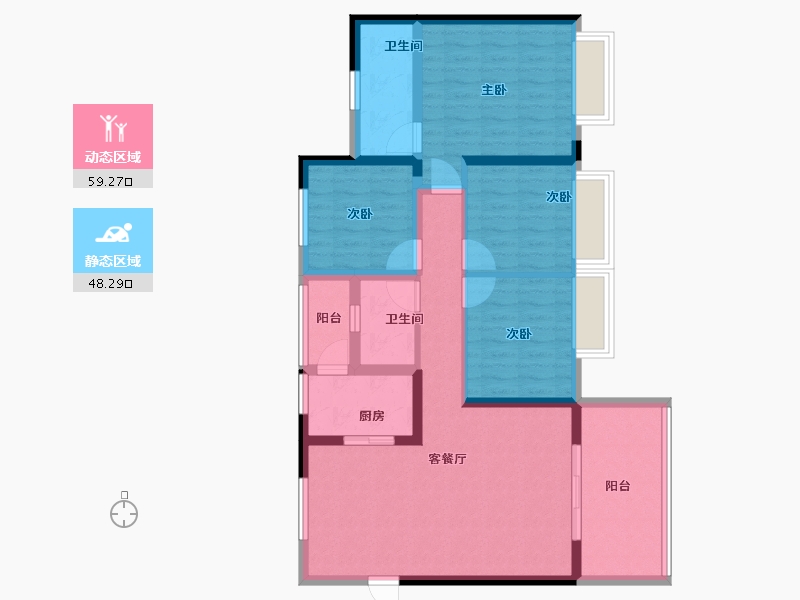 四川省-成都市-祥荣城市绿洲-95.24-户型库-动静分区