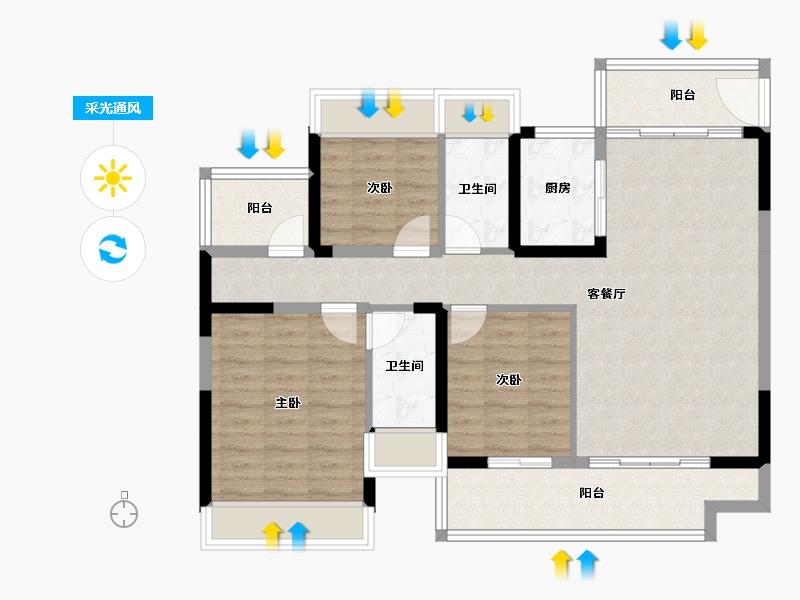 广东省-惠州市-中交和风春岸-94.05-户型库-采光通风