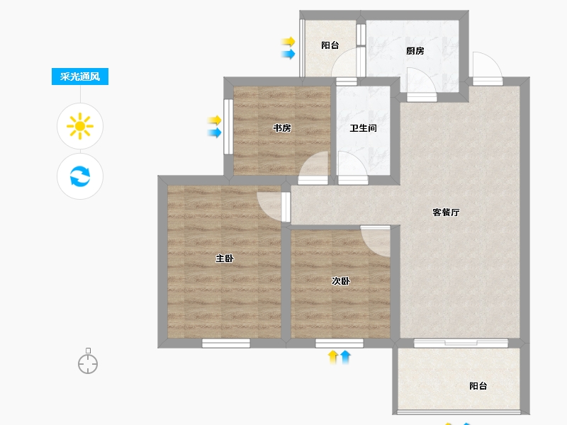 四川省-成都市-中粮天府智慧城-66.24-户型库-采光通风