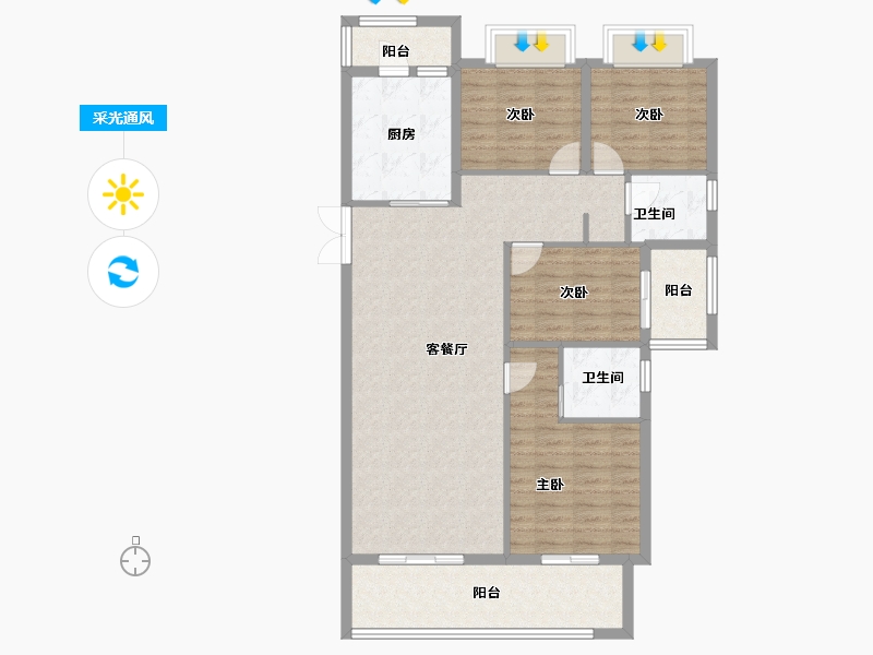 云南省-昆明市-保利天际-109.70-户型库-采光通风