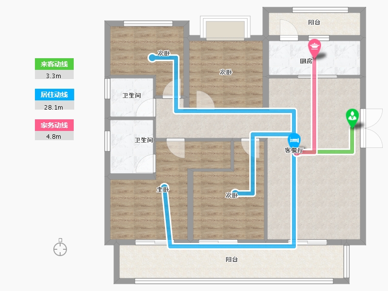 云南省-昆明市-保利天际-109.77-户型库-动静线