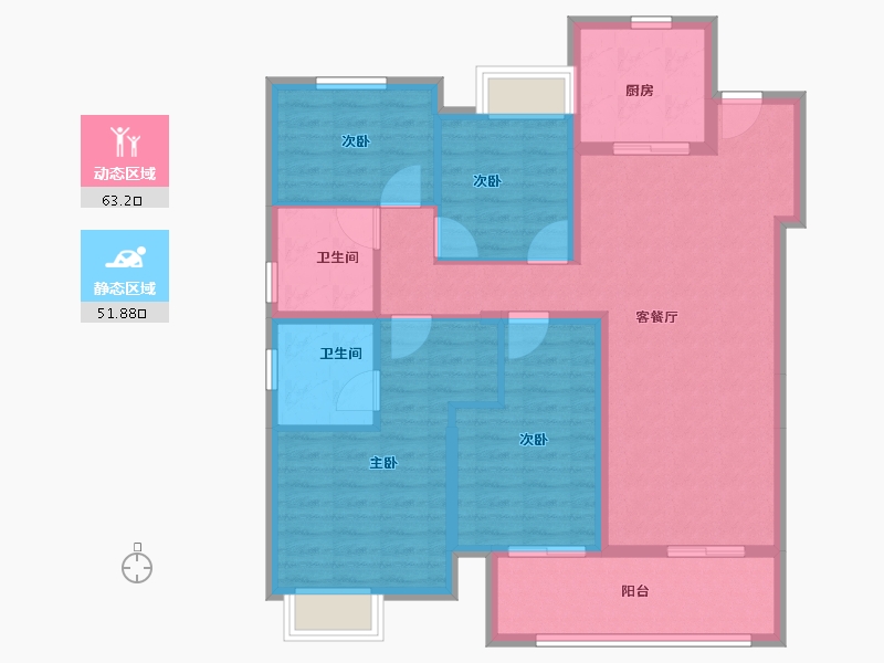 云南省-昆明市-保利天际-103.20-户型库-动静分区