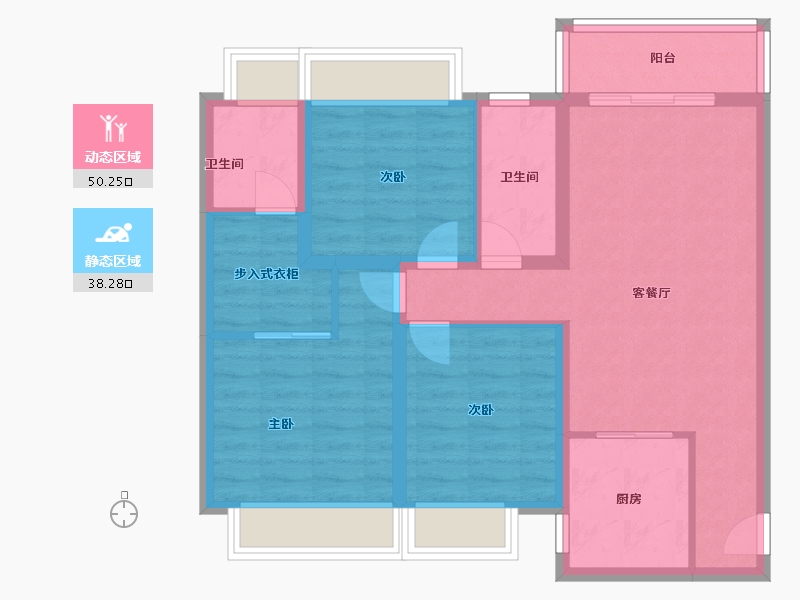 云南省-昆明市-兴港上锦湾-78.40-户型库-动静分区