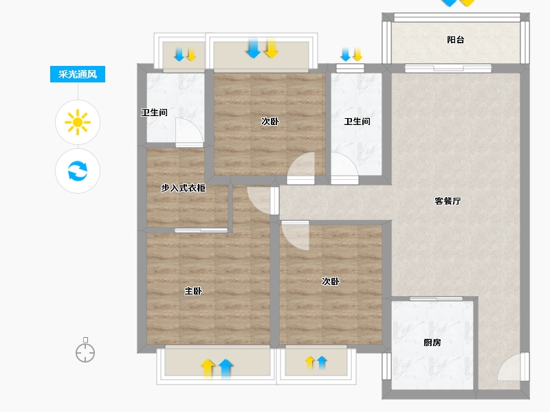 云南省-昆明市-兴港上锦湾-78.40-户型库-采光通风