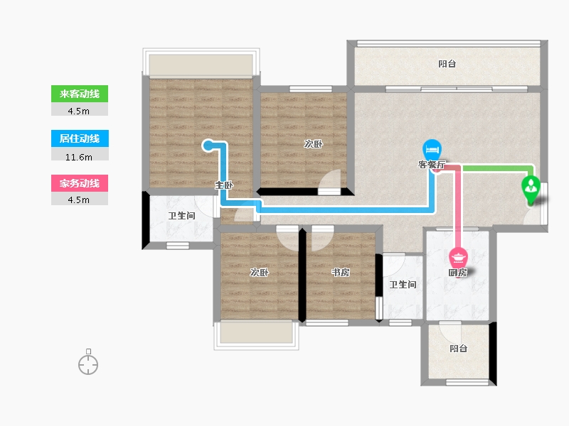 四川省-成都市-川网国际花园-107.51-户型库-动静线