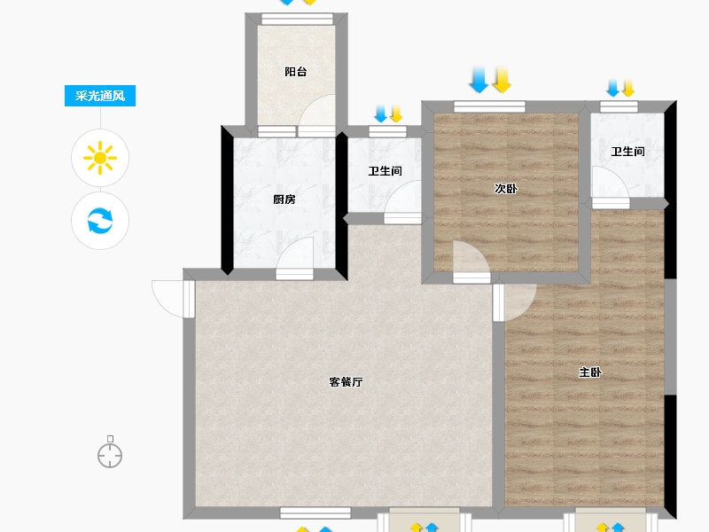 四川省-成都市-海棠时代广场-76.09-户型库-采光通风