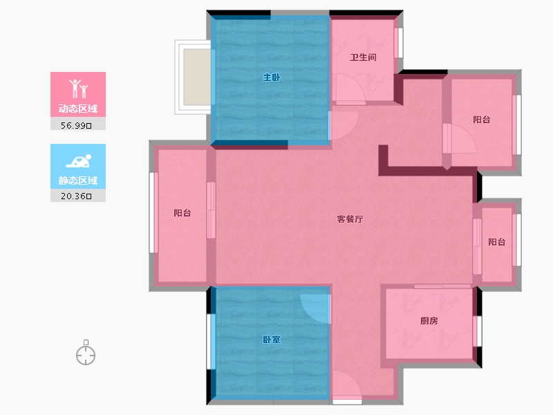 广东省-惠州市-金辉优步花园-68.57-户型库-动静分区