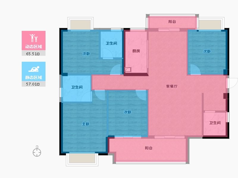 福建省-泉州市-金龙华庭-110.76-户型库-动静分区