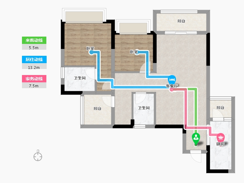 重庆-重庆市-利安凰城御府-77.13-户型库-动静线