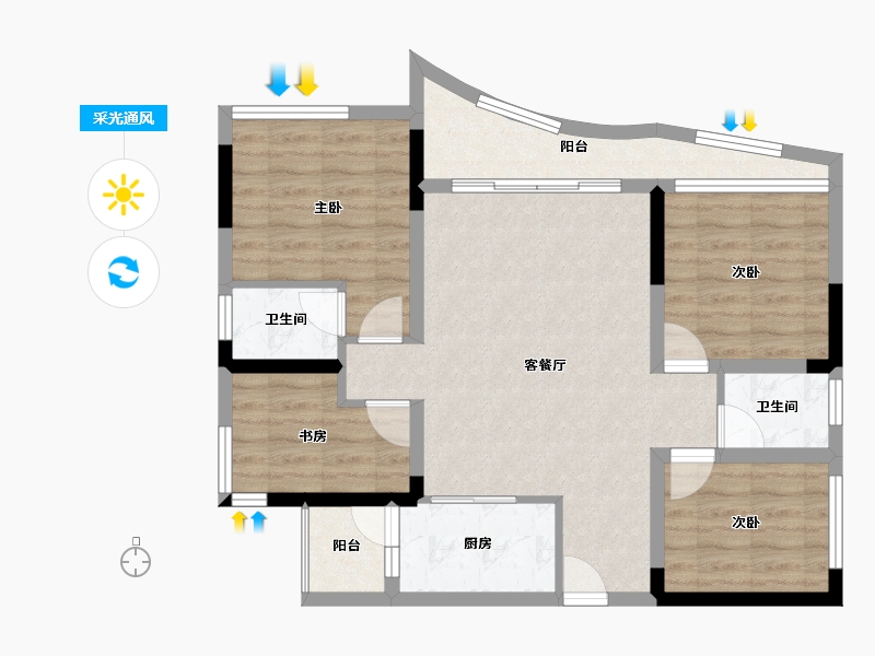 四川省-成都市-天府云城C区-79.91-户型库-采光通风