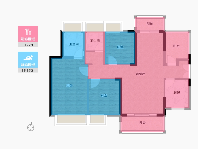 广东省-惠州市-泓泰花园-85.52-户型库-动静分区