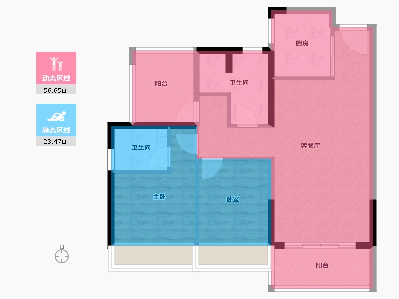 广东省-惠州市-中瑞怡润华府-71.17-户型库-动静分区