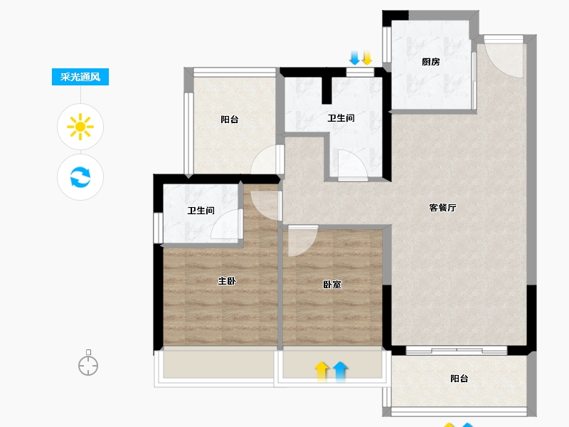 广东省-惠州市-中瑞怡润华府-71.17-户型库-采光通风