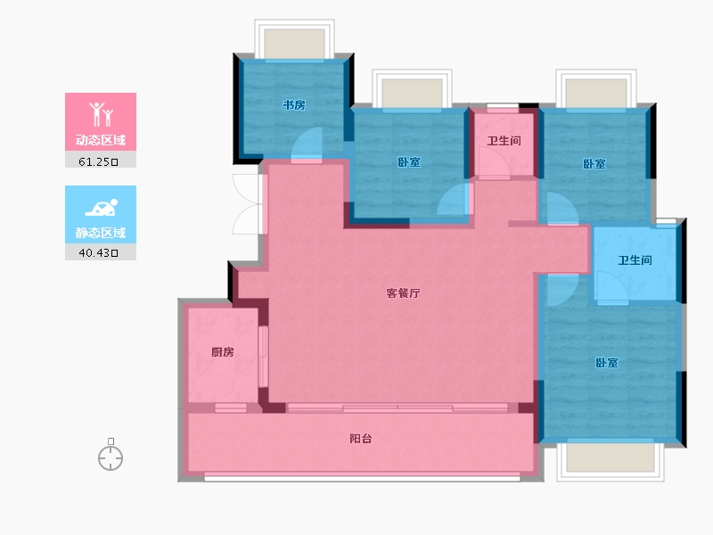 重庆-重庆市-中国铁建青秀湾-91.03-户型库-动静分区