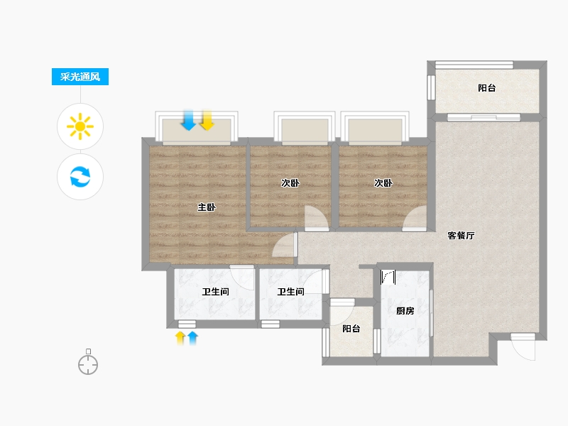 重庆-重庆市-龙湖云瑶玉陛-88.00-户型库-采光通风