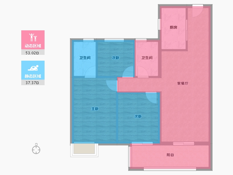 云南省-昆明市-保利天际-81.39-户型库-动静分区