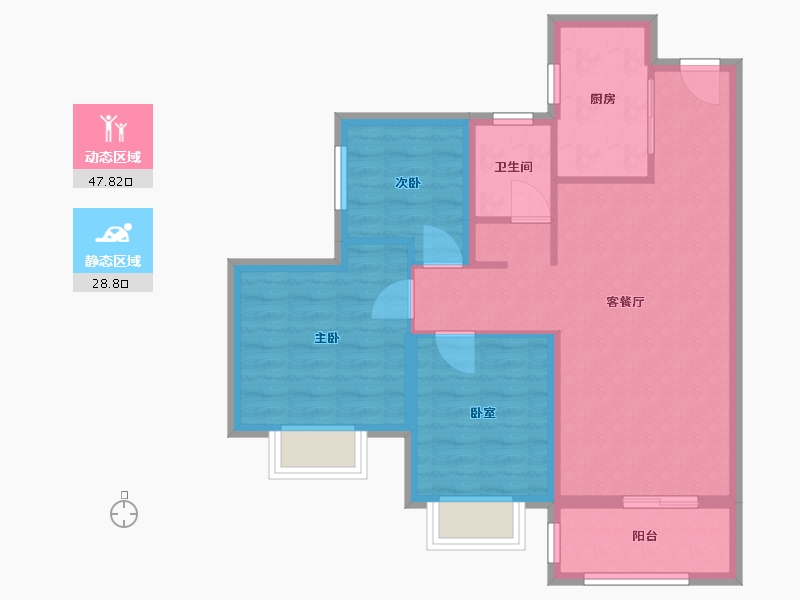 广东省-惠州市-金辉优步花园-68.12-户型库-动静分区