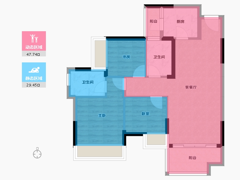 广东省-惠州市-佳兆业东江新城-68.48-户型库-动静分区