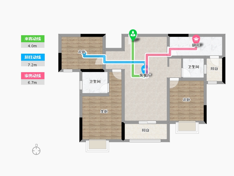 浙江省-金华市-朝阳湖畔-89.70-户型库-动静线