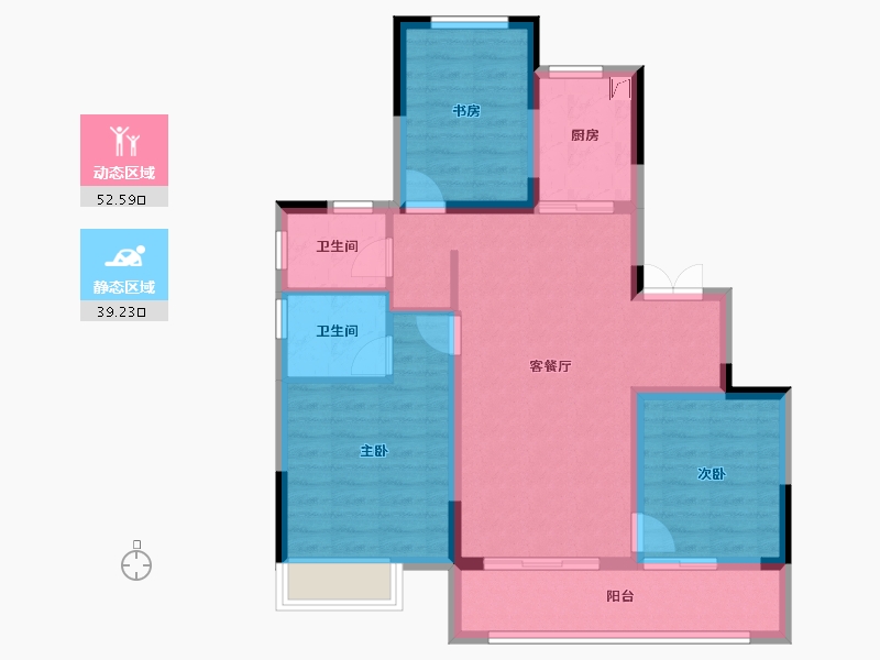 浙江省-金华市-蓝城春风溪语-81.76-户型库-动静分区