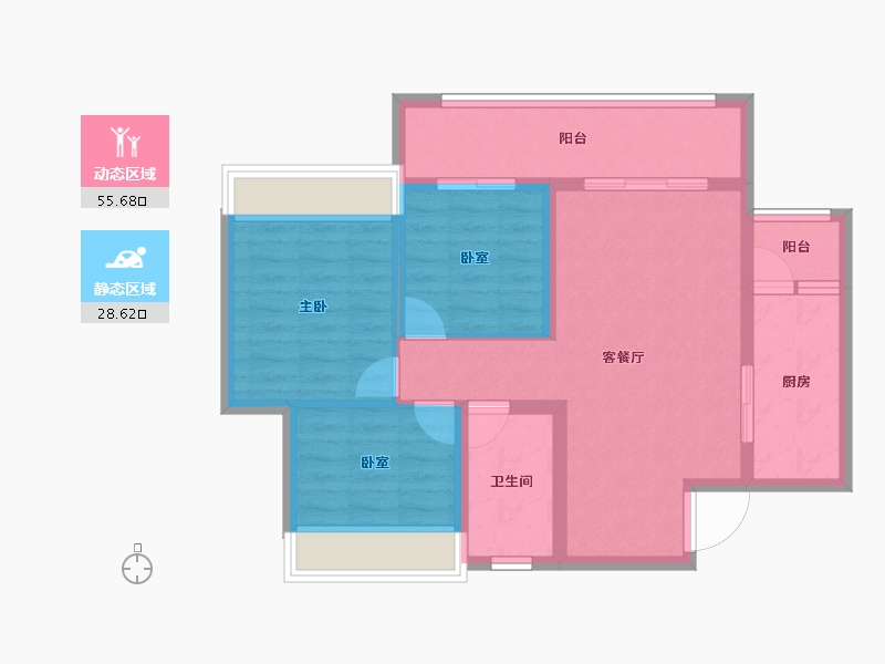 四川省-成都市-隆鑫公园首府-74.80-户型库-动静分区