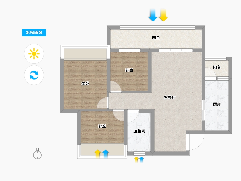 四川省-成都市-隆鑫公园首府-74.80-户型库-采光通风