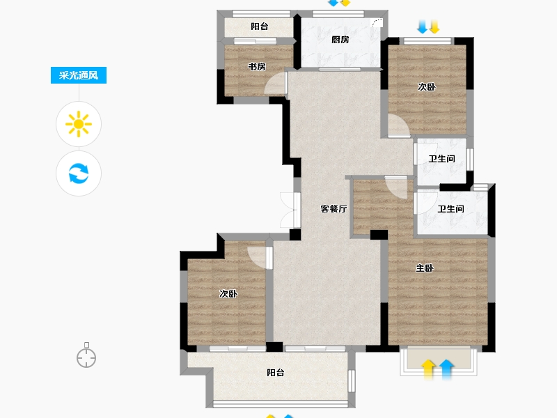 浙江省-金华市-​中嘉锦院-99.99-户型库-采光通风