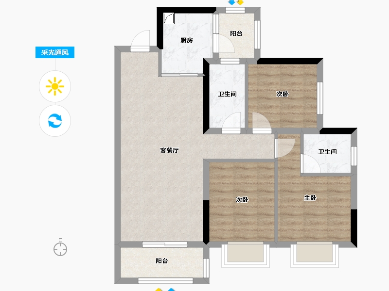 四川省-成都市-中南春溪集-74.87-户型库-采光通风