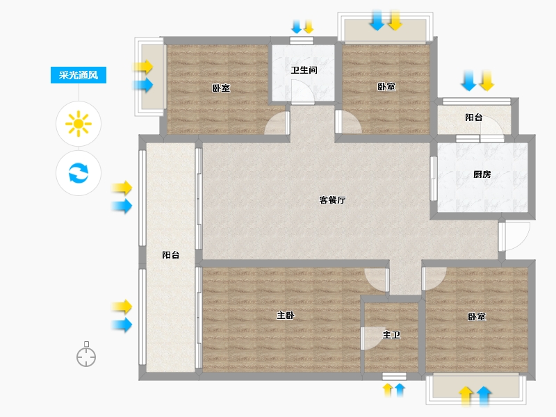 四川省-成都市-隆鑫公园首府-123.02-户型库-采光通风