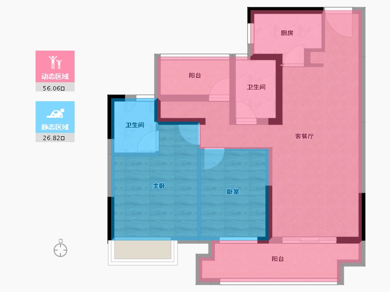 广东省-惠州市-聚龙天誉湾三期-72.50-户型库-动静分区