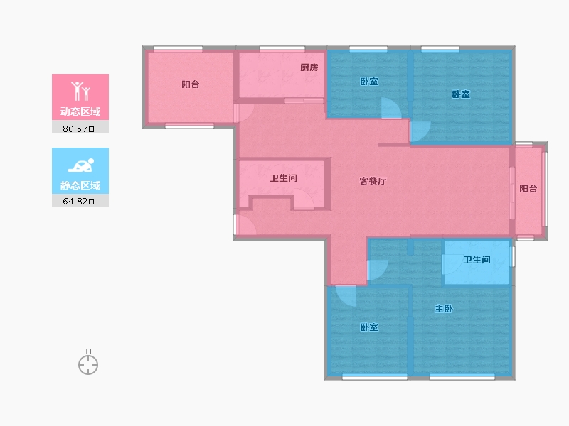 云南省-昆明市-俊发观云海-130.40-户型库-动静分区