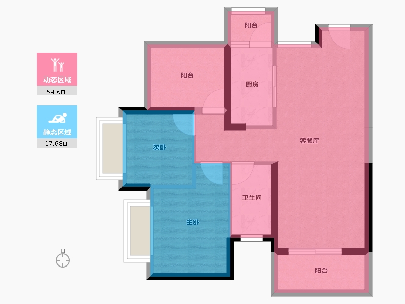 广东省-惠州市-龙光玖云台-63.98-户型库-动静分区