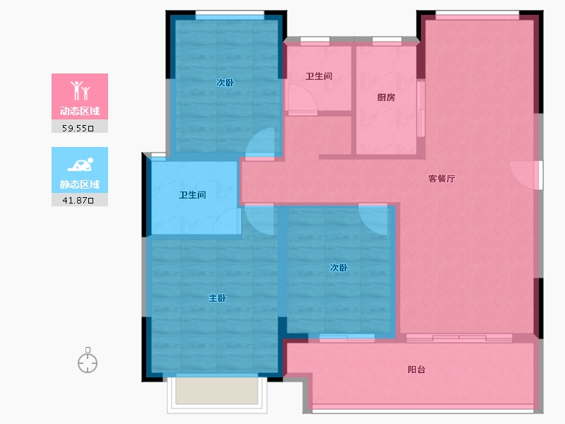 浙江省-金华市-​中嘉锦院-91.20-户型库-动静分区