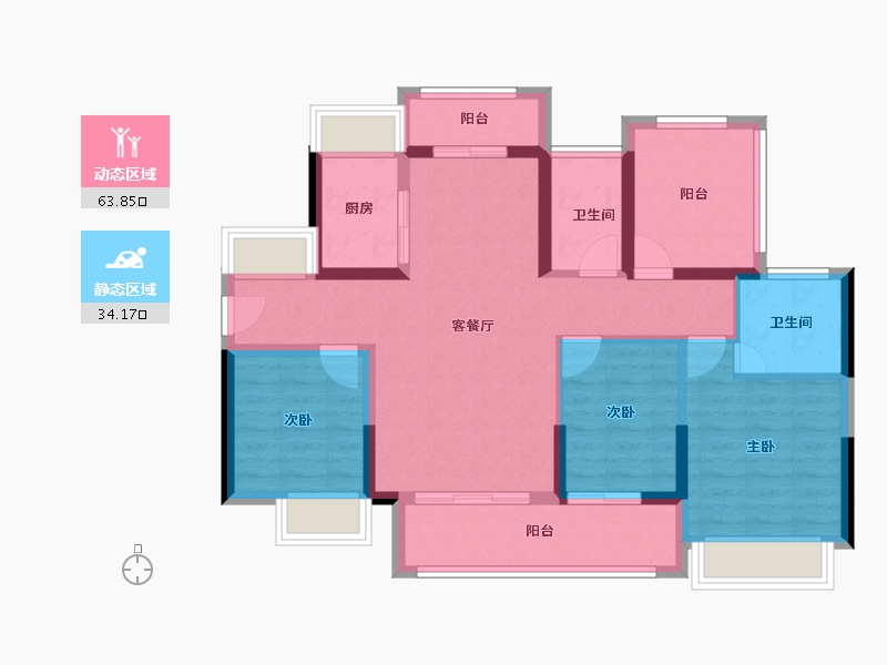 广东省-惠州市-骏宏花园-86.65-户型库-动静分区