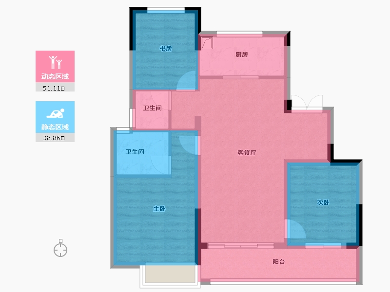 浙江省-金华市-蓝城春风溪语-80.58-户型库-动静分区