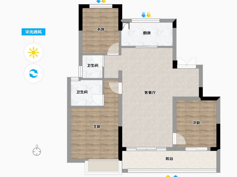 浙江省-金华市-蓝城春风溪语-80.58-户型库-采光通风