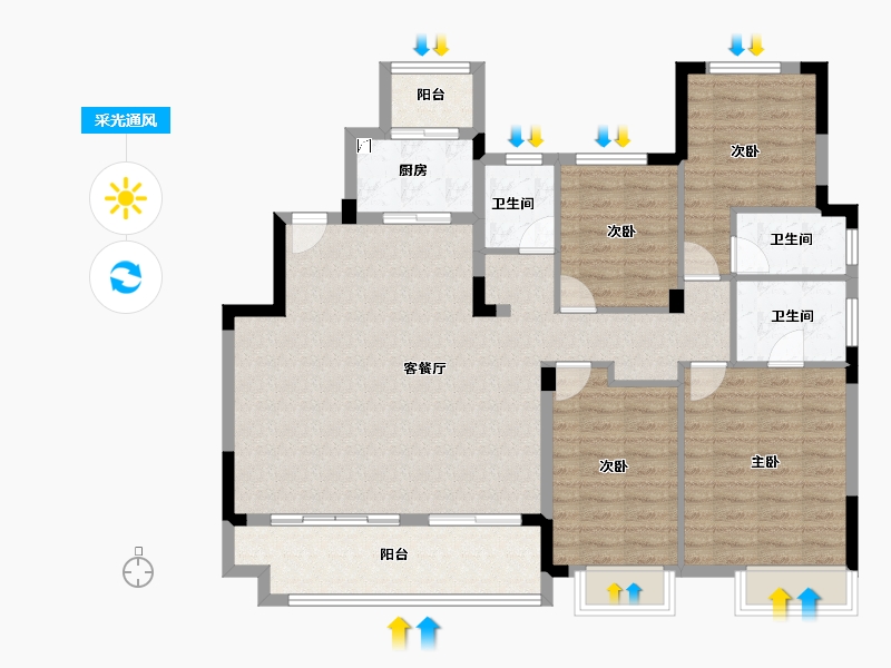 浙江省-金华市-​中嘉锦院-116.01-户型库-采光通风