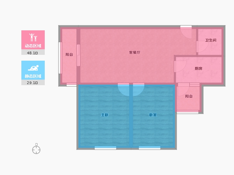 云南省-昆明市-俊发观云海-68.80-户型库-动静分区