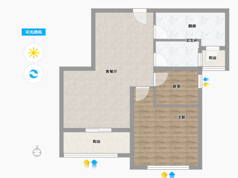 云南省-昆明市-俊发观云海-72.00-户型库-采光通风